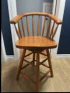 2 Wooden Swivel Bar Stools 