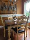 Wooden table with 4 leather chairs ...